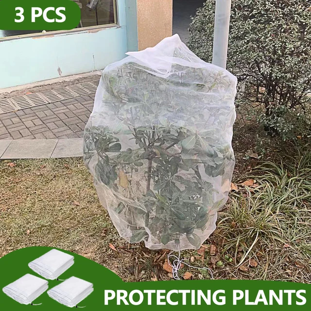 3 db Növényfedelek Húzózsinórral, Újrahasznosítható Időjárással Szemben Ellenálló Paradicsomfaj Védelmezője A Madarak Virágháló Kerti Táskáknak