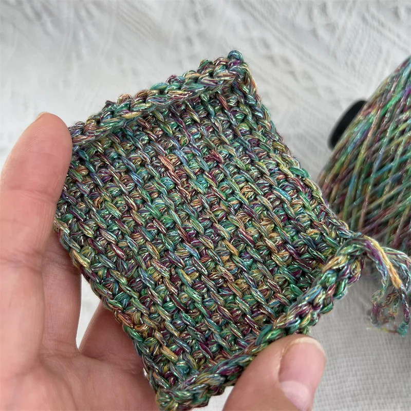 500g Unique Fancy Space Dye Gold Silver Silk Cotton Hollow Yarn Handwork Crochet Knit Metallic Yarn Thread X5599 6