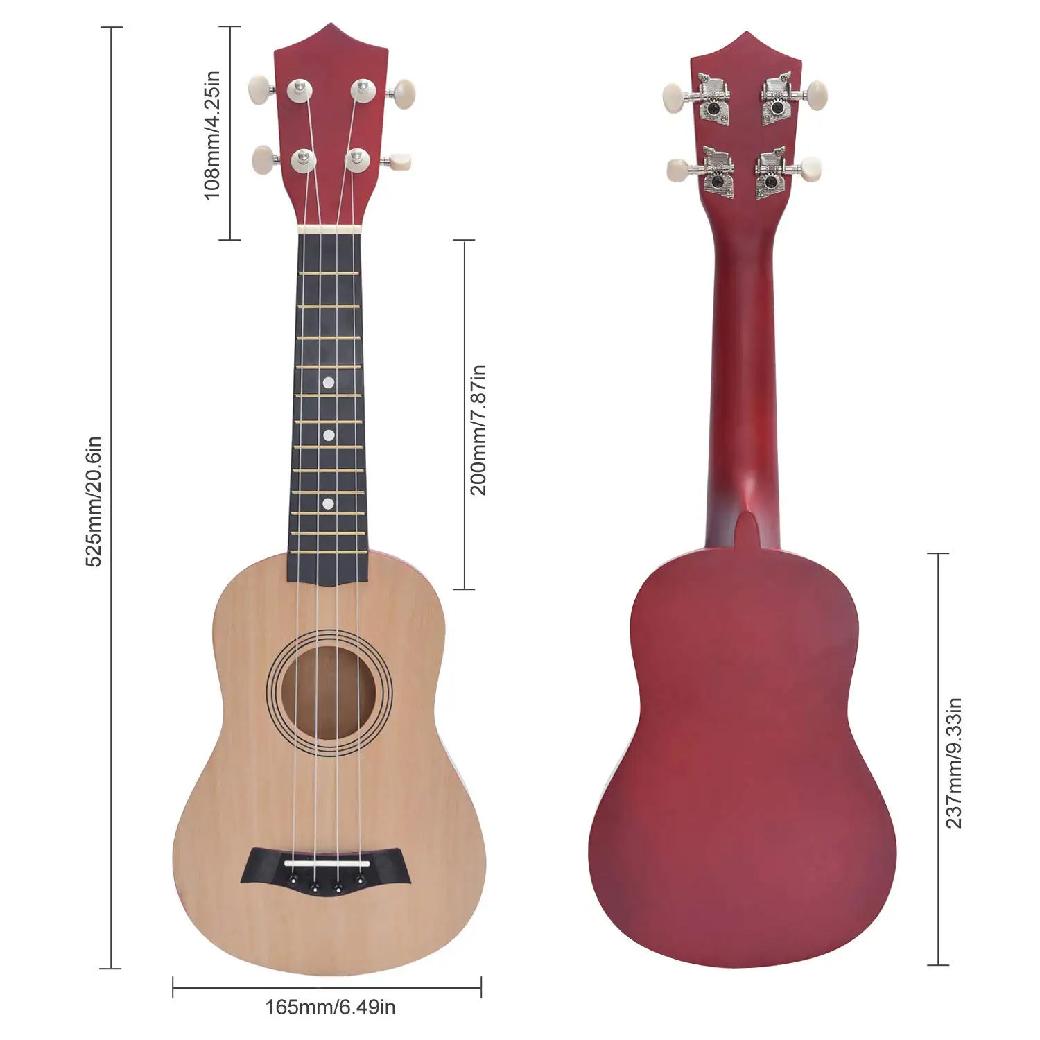 Miwayer sopran ukulele für anfänger 21 zoll hawaiian starter uke gitarre ukalalee mit gig bag digital tuner ukulele capo – Detail 4