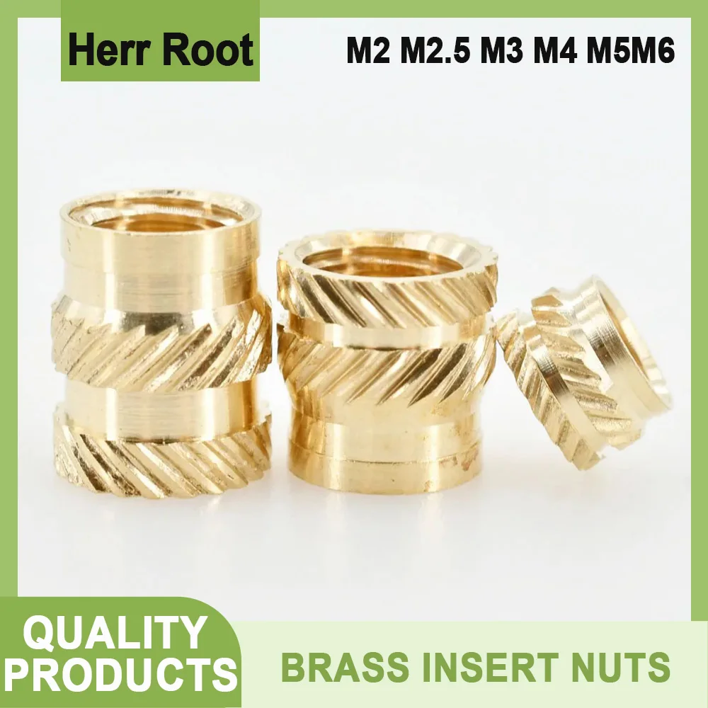 

M2 M2.5 M3 M4 M5 M6 Brass Insert Nut Hot Melt Knurled Embed Injection Copper Insertnut 3D Print Plastic Model Heat Thread Insert