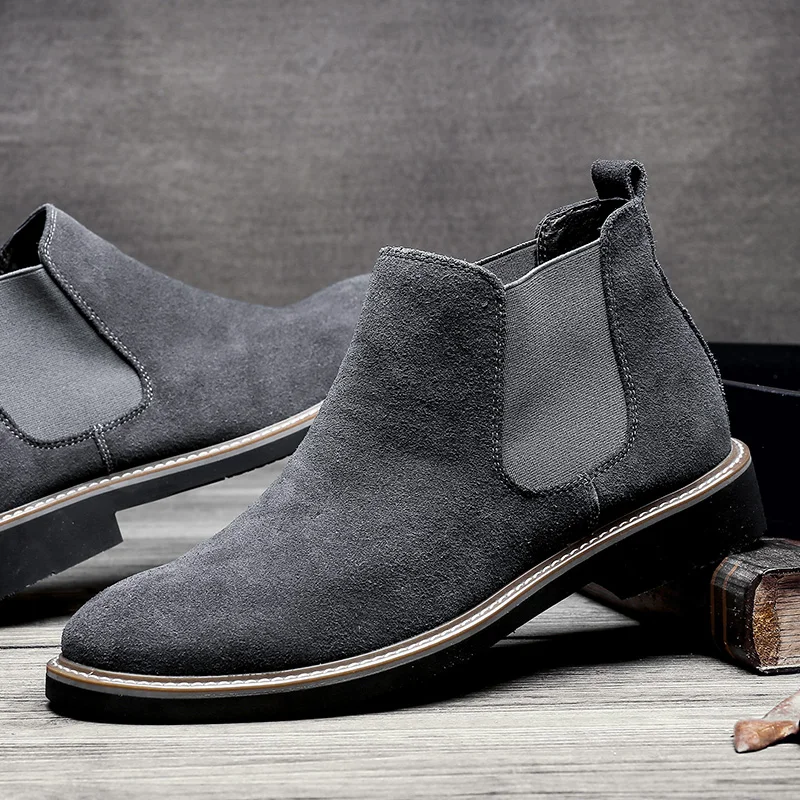 

Мужские замшевые ботинки челси, черные ботинки из высококачественной кожи, демисезонные 2023