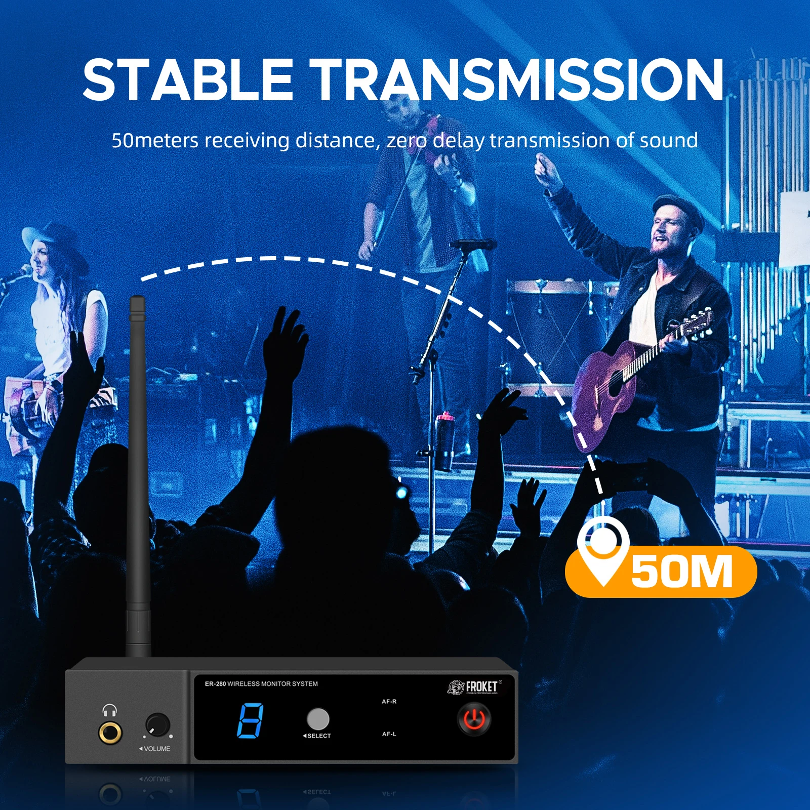 FROKET UHF ER-280 In-Ear Monitoring Wireless System Singal Channel Multiple Transmitter For Small Concerts And Home Theater wireless in ear monitor