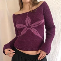 Pull à imprimé graphique à manches longues pour femmes, pulls coupe couvertes, pulls Y2k, streetwear Cyber Grunge, Vintage Off Initiated 1