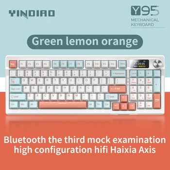 YINDIAO Y95-Key Multifunctional Knob Wireless Bluetooth Mechanical Keyboard RGB,Full Key Hot Swappable,Windows&Mac