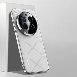 ELVEV Premium PU Leather Electroplated Camera Protection Phone Cover for Vivo X300 (White)