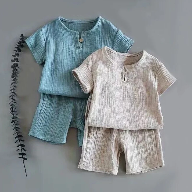 2PCS Summer Children Clothes Sets Cotton Linen Sports Clothes for Baby