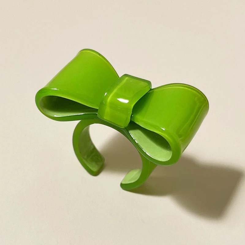 GongLong Resin Open Rings Set for Women Bow-knot Finger Rings Adjustble Jewelry
