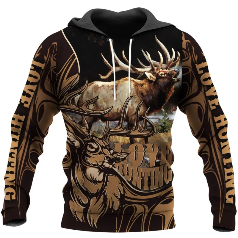 

New Fashion Deer Hunter Series 3D Printing Zip Hoodie Casual Street Hip Hop Element Hoodie Autumn Winter Long Sleeve Sweatshirt