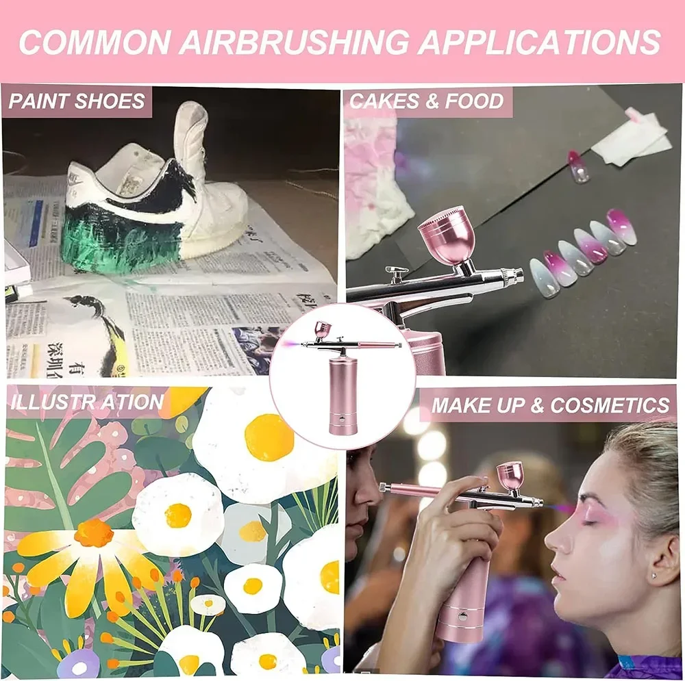 Portable Rechargeable Wireless Airbrush With Compressor Auto Action Spray Gun for Face Beauty Nail Art Tattoo Craft Cake Paint 5