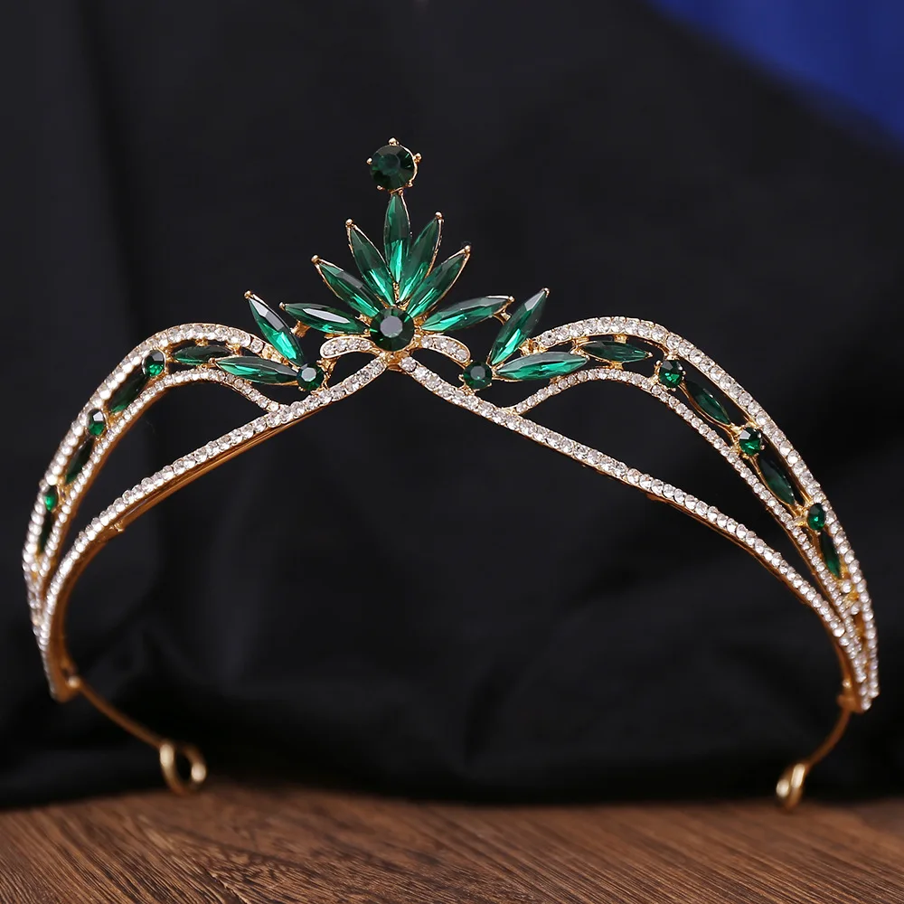 DIEZI 6 Colors Blue Crystal Flower Tiara Crown for Women Girls Wedding Party Bridal Queen Hair Accessories jewelry accessories,hair accessory,hair headdress,bridal headwear,hair band crown