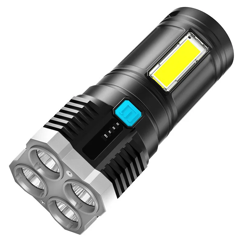 1pcs New outdoor led portable household USB rechargeable flashlight cob side light multi-function glare flashlight flash light