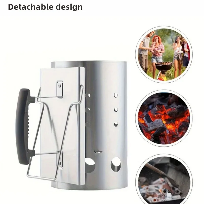 Chimney Starter Stainless Steel Portable Efficient Charcoal Starter Barrel for Barbecue Camping Picnic Charcoal Chimney