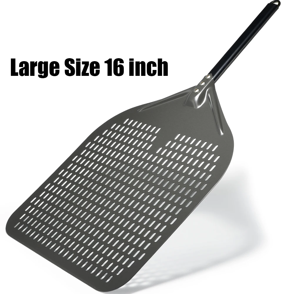 SHANGPEIXUAN 16 Inch Pizza Peel Perforated Aluminum Aolly Pizza Paddle Hard Anodized Shovel Large Size Oven Accessories