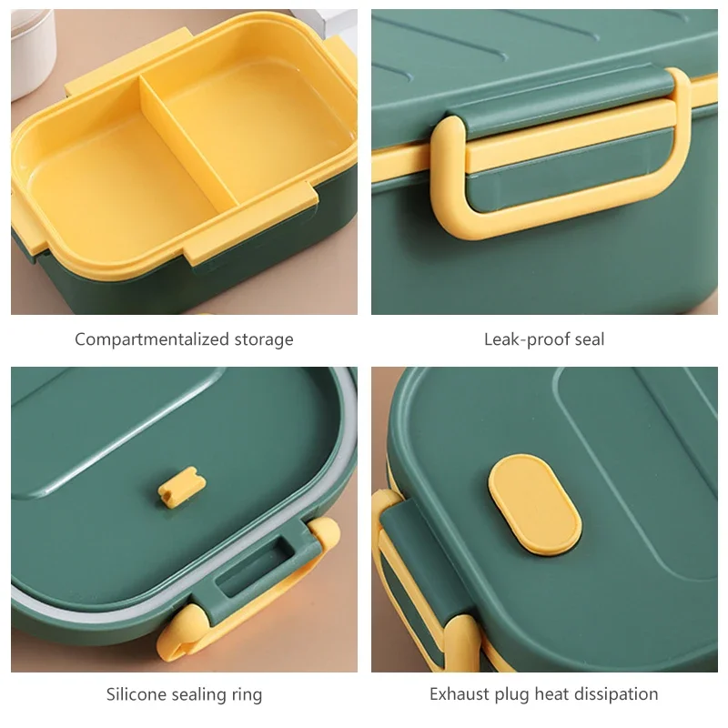 Portable Lunch Box Kids School Office Microwave Plastic Bento Boxes with Compartments Leak-Proof Salad Fruit Food Container Box