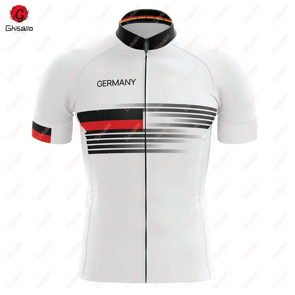 Germany Cycling Jersey for Men Breathable Short Sleeve Bib Shorts Durable 20D Gel Pad Mountain Bicycle Clothing V1