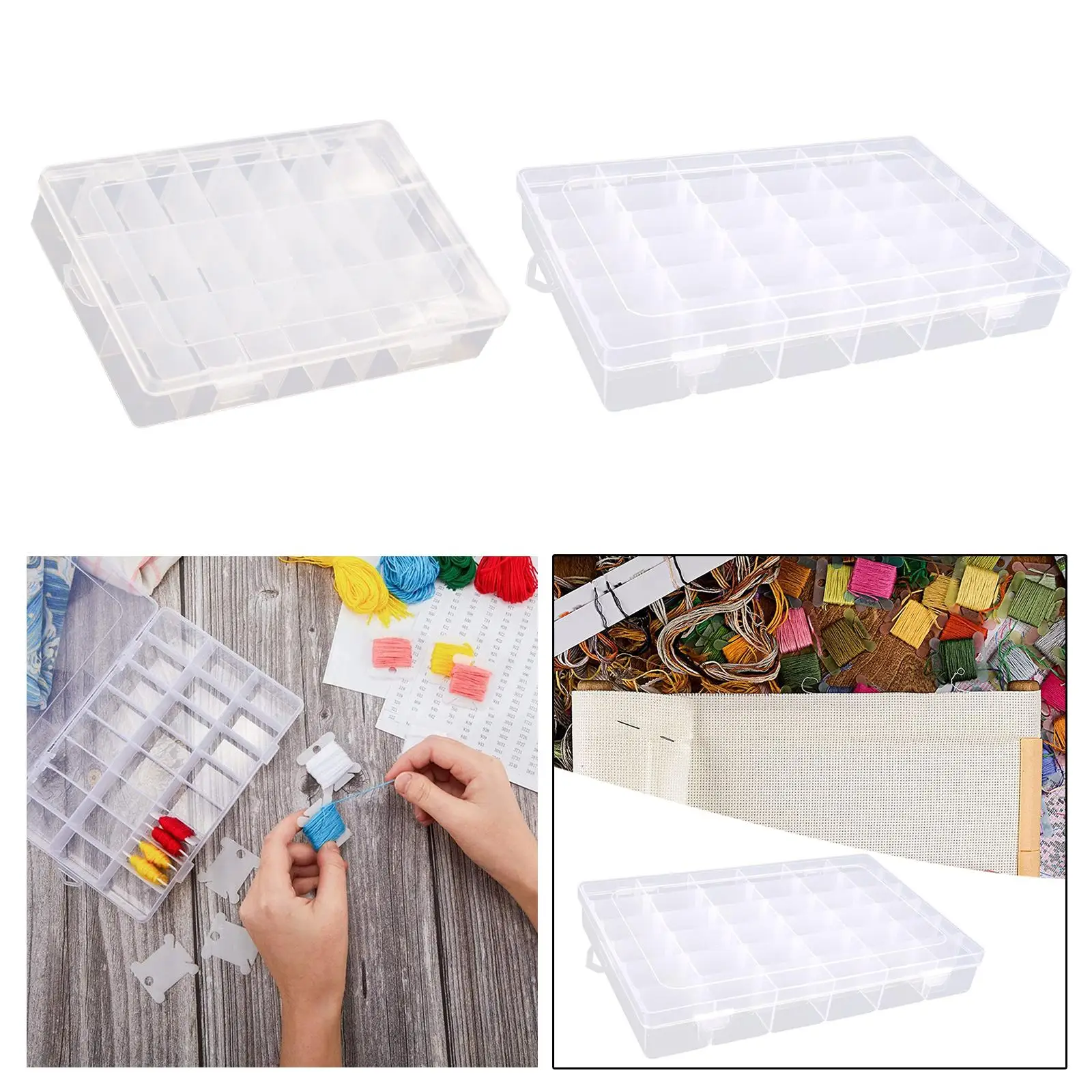 Caja organizadora de almacenamiento de hilo de coser, estuche portátil con compartimentos, caja vacía de carretes de hilo para cuentas de hilos de bordar