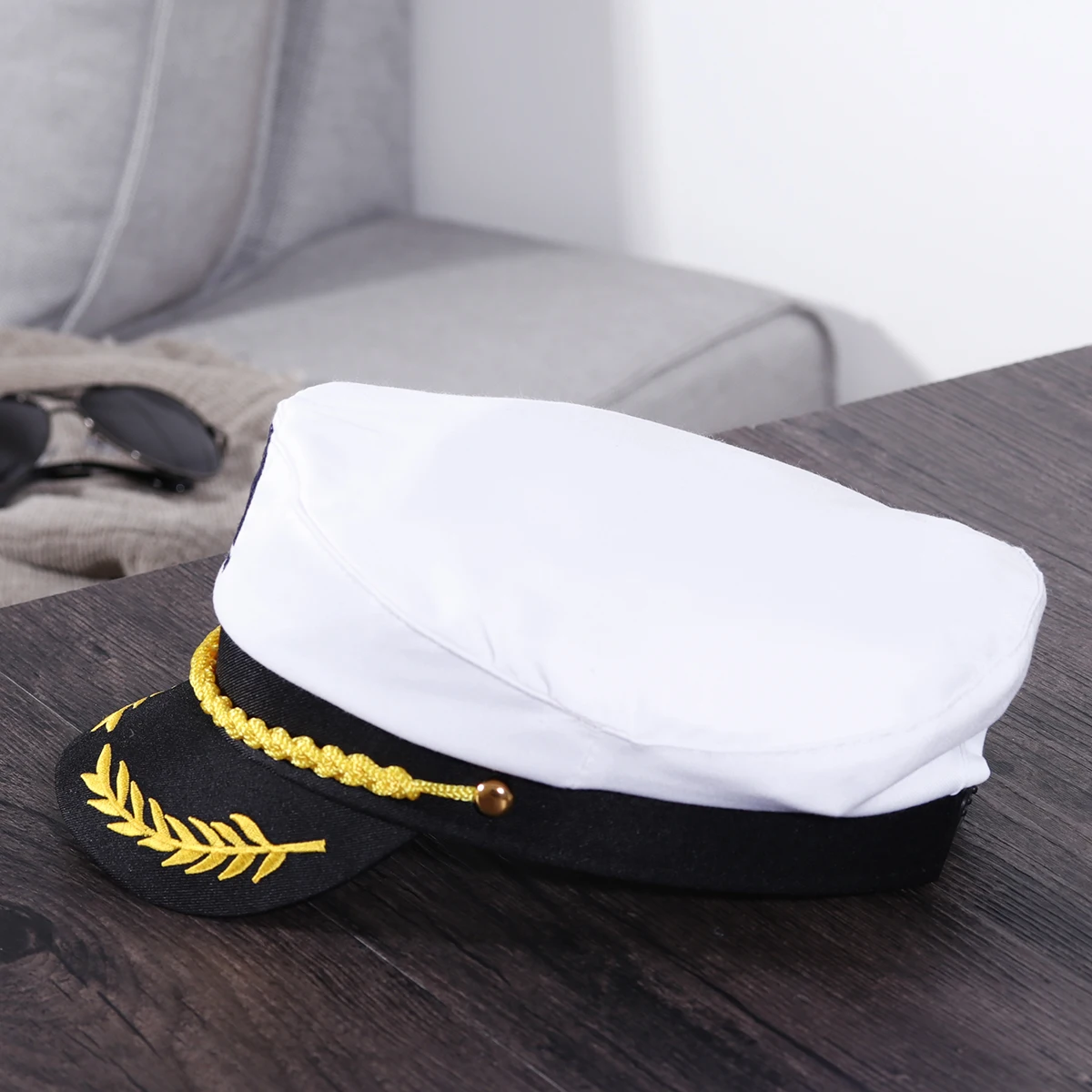 BESTOYARD 성인 요트 보트 선원 선장 의상 모자, 해군 해병 제독 (흰색)