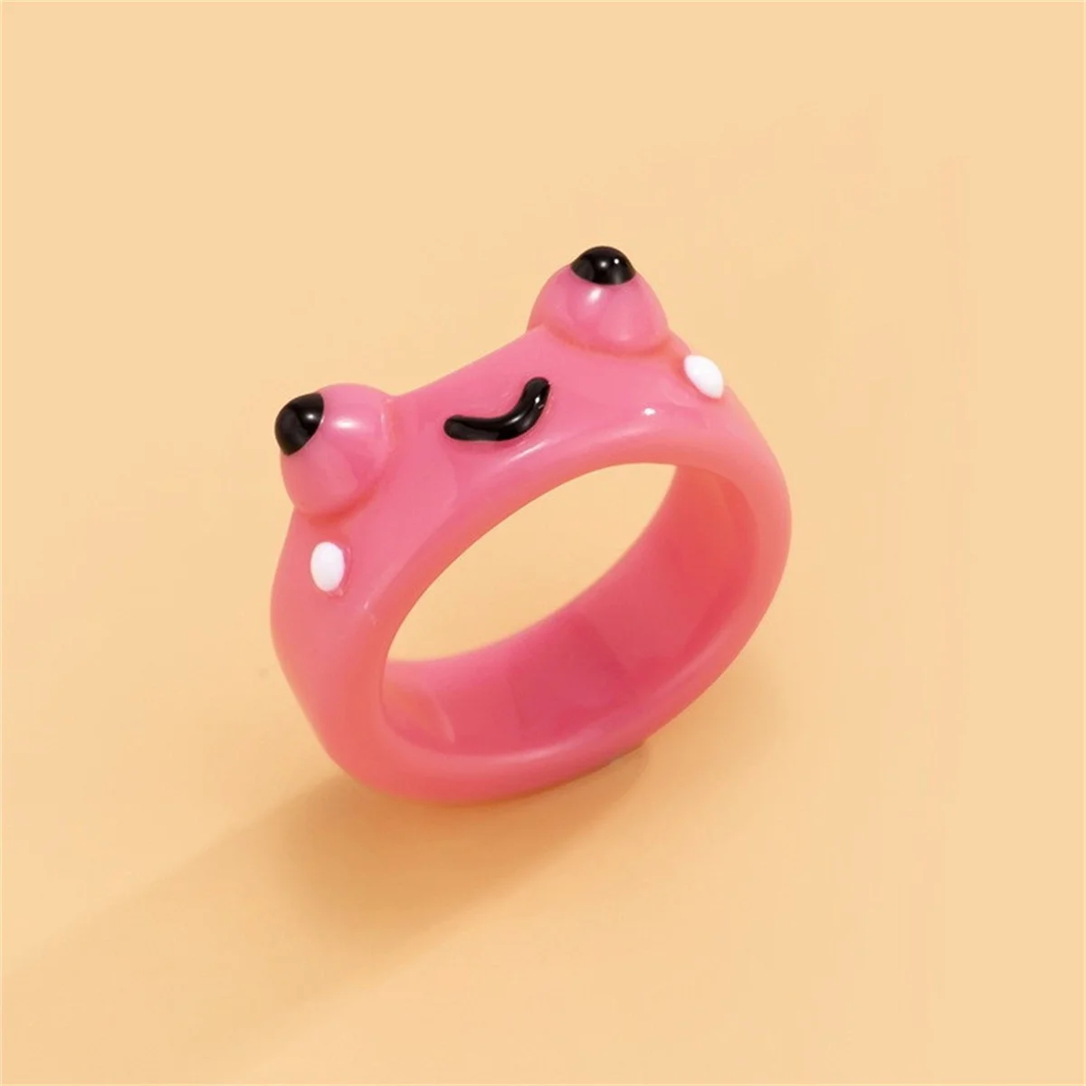 Yolev 4 Pièces Grenouille Anneaux Résine Animaux Ring Empilables Y2K Anneaux Dames Filles Bijoux Accessoires