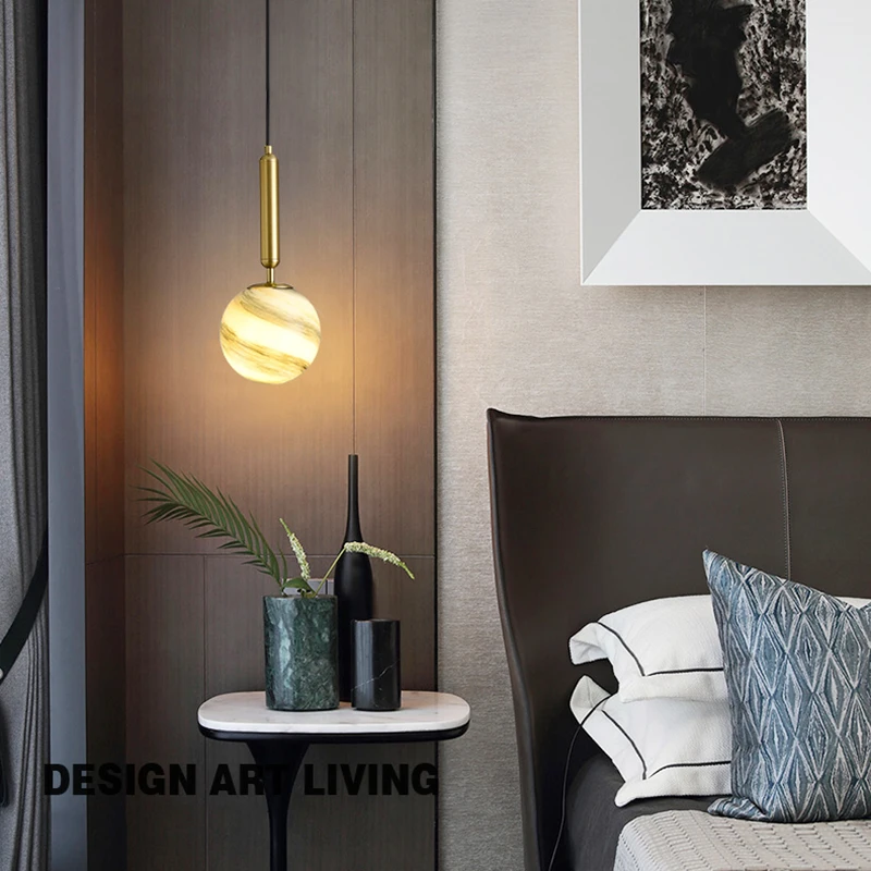 

Nordic Pendant Lights Gold Luxury Glass Ball Lampshade Hangling Lamp Dining Room Bedroom Bedside Lamp Corridor Bar Deco Lighting