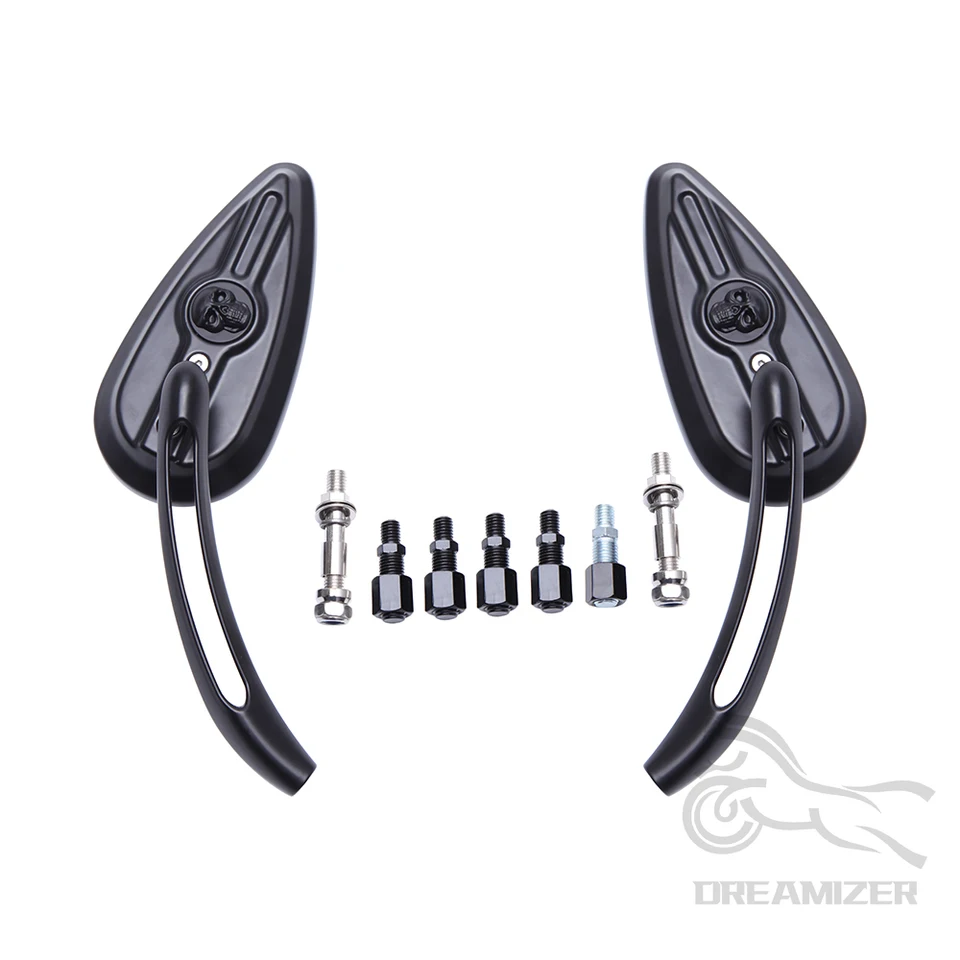 Chrome M8 M10 Motorcycle Skull Teardrop Rearview Mirrors For Harley - View #9