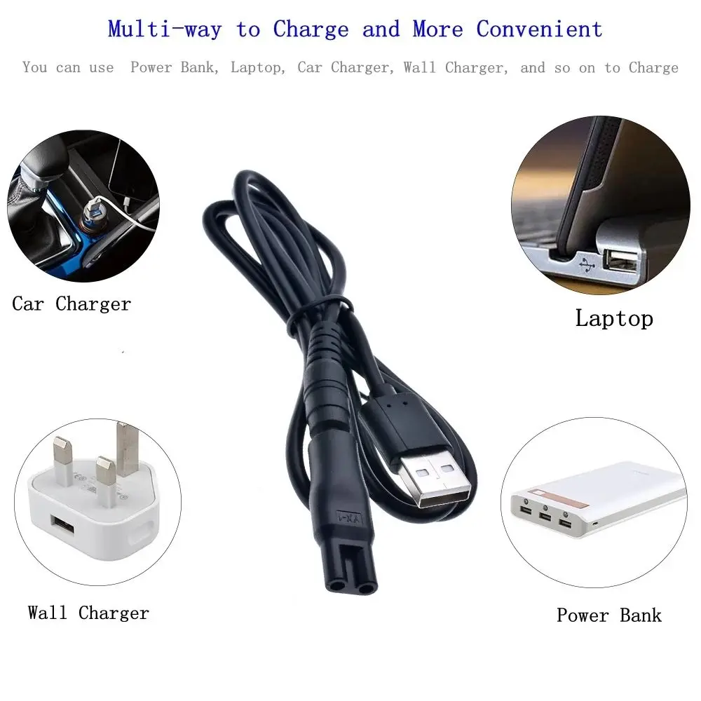 Universal 8 PCS Power Cord 5V Replacement Charger USB Adapter Suitable for All Kinds of Electric Hair Clippers