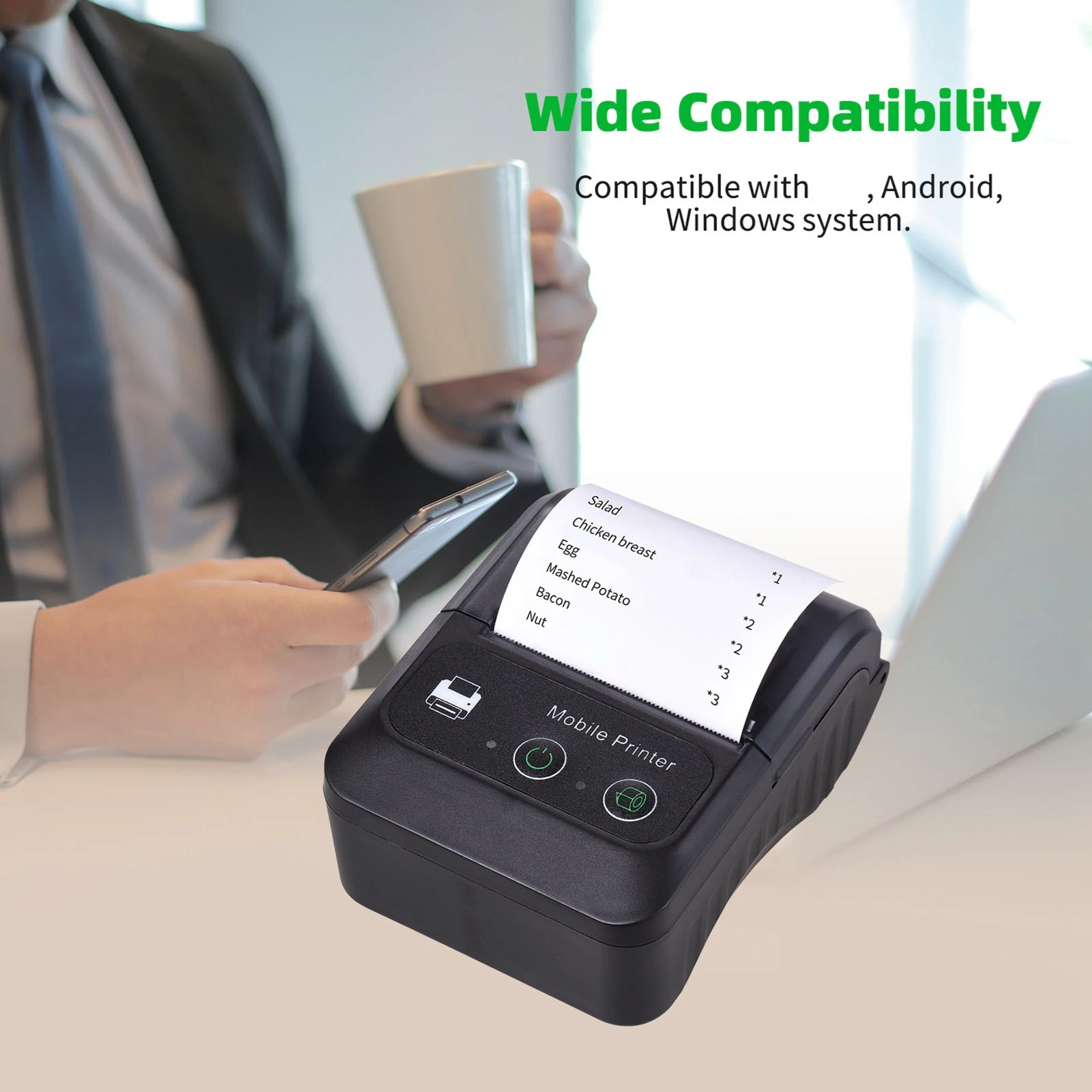 【Sale】Thermal Receipt Printer 58mm Bluetooth USB Portable Restaurant Kitchen Printer for Android for Win rechargeable battery