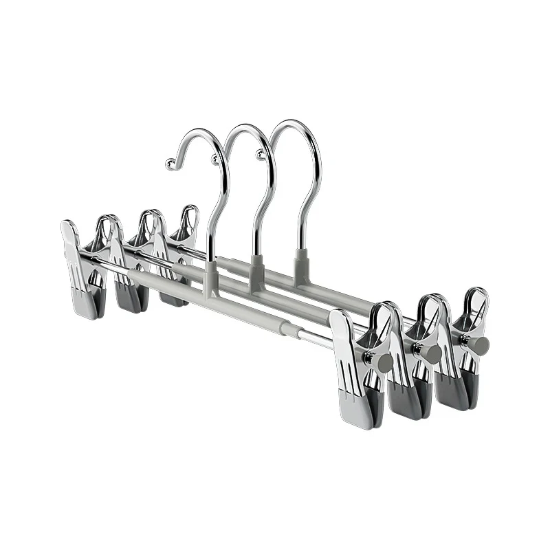 1PCS Windproof Metal Hanger For Clothes Home Pants Coat Non-slip Drying Hangers With Adjustable Clips Closets Storage Organizer 2