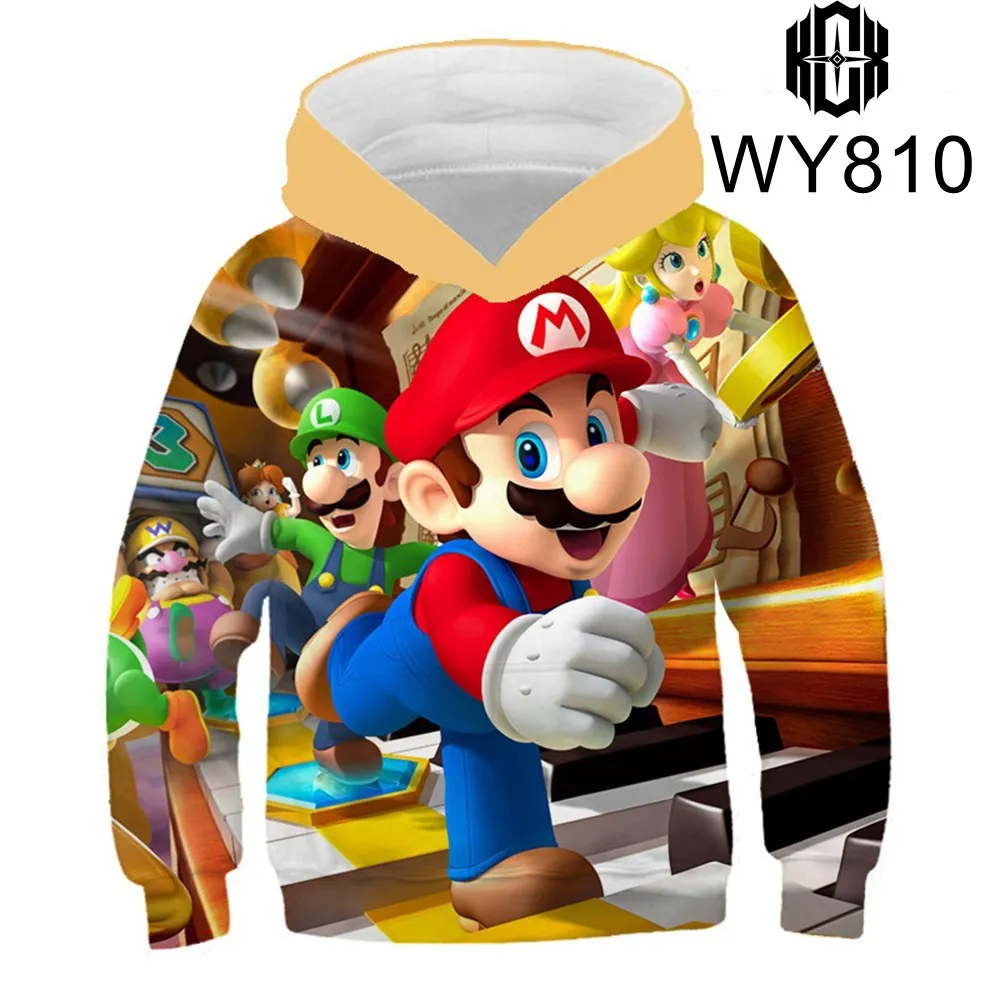Game Super Mario Hoodies Kids Casual Tracksuit Sweatshirts Mario Hooded