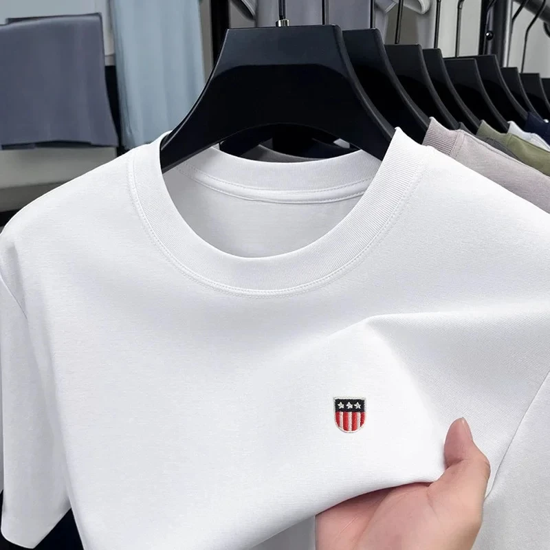 Hochwertiges Marken-T-Shirt für Herren mit Rundhalsausschnitt und kurzen Ärmeln, bedrucktes Oberteil, Sommer-T-Shirt aus Baumwollmischung, bequem, atmungsaktiv, lässig
