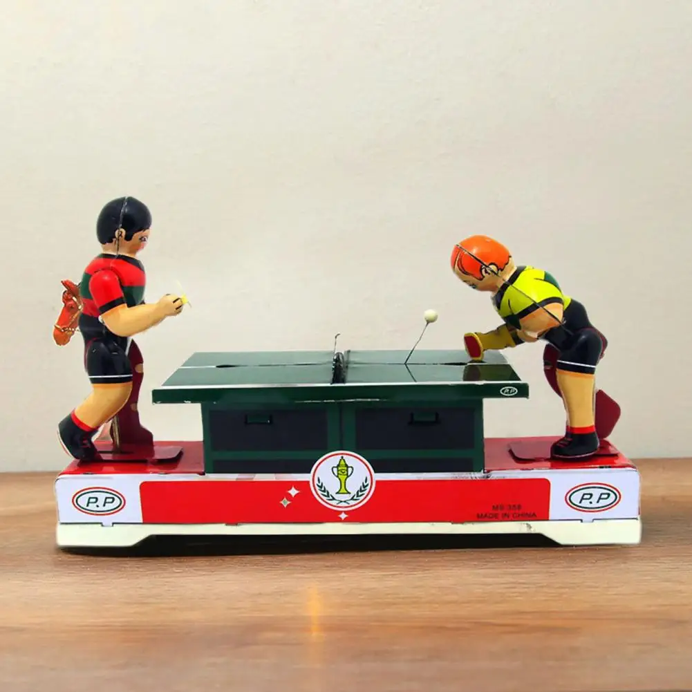Wind Up Table Tennis Toy Ping Pongs Spring Clockwork Toy Vintage Tinplate Ping Toy Nostalgic Wind Up for Kids 3