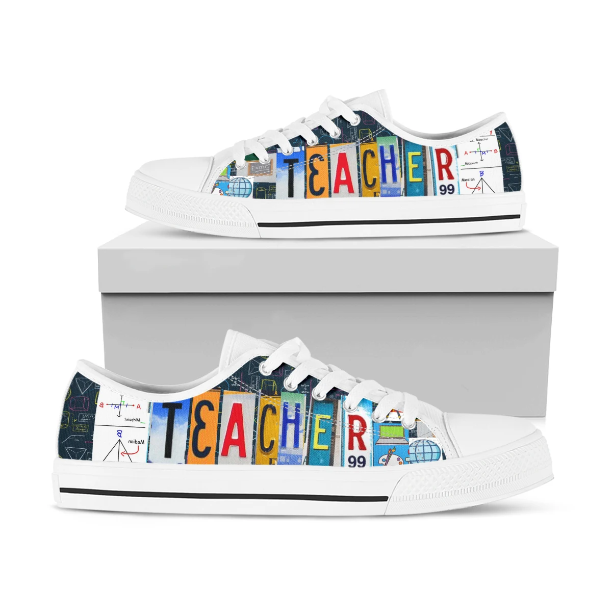 License Plate Teacher Women Canvas Shoes Fashion Summer Casual Sneakers Student Shoes Low Top Woman Vulcanize Shoes