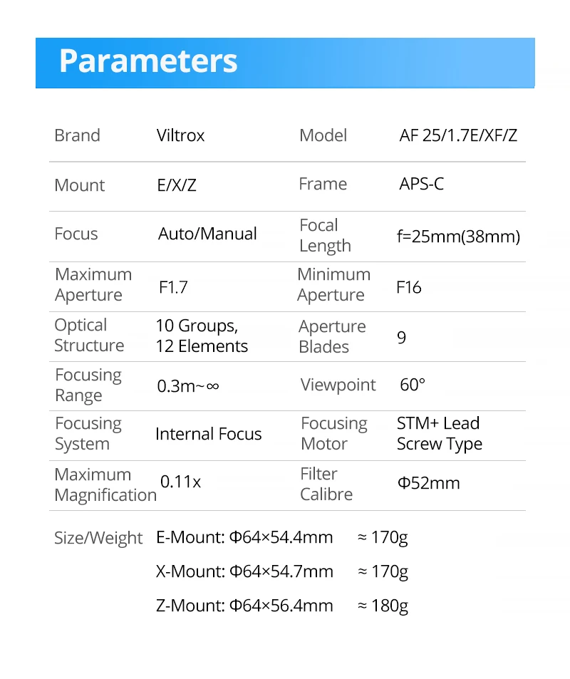 25mm F1.7 Air Auto Focus APS-C Prime Lens for Fuji xm5 X-T5 X-T30 II Nikon Z Mou