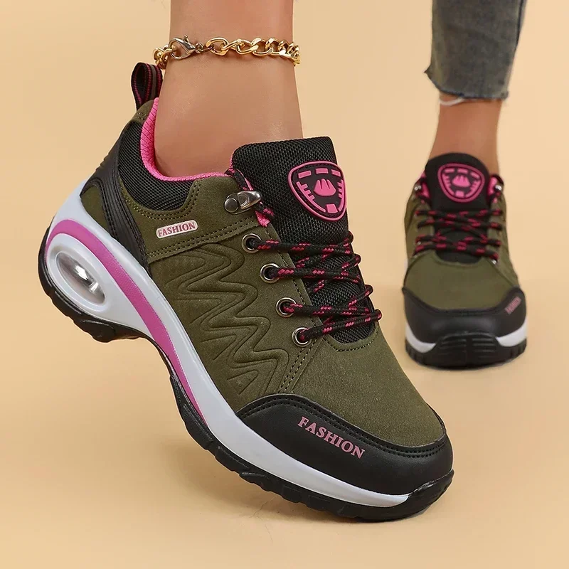 Women's Hiking Shoes Fashionable Luxurious Wedge Running Shoes Shock-absorbing Breathable Comfortable Outdoor Camping Sneakers