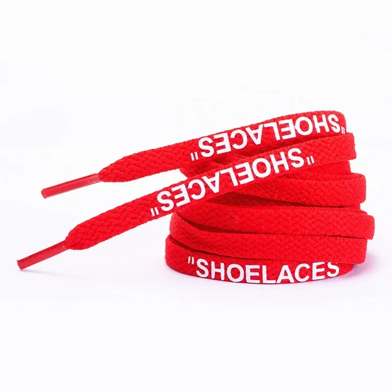 New 47"/55"/63" Printing Shoe Laces Silicone Printed Shoelace 8MM Flat Boot Laces Off Print White Shoe for Sneakers 1 Pair shoe laces shoelaces without ties shoe accessories