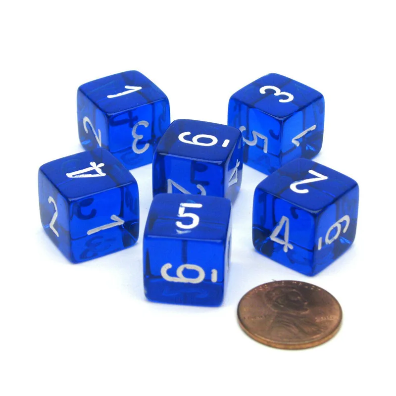 10Pcs/set 16MM Clearly 6-sided Digital Props Dice Number 1-6 Transparent D6 Dices game dice dice set