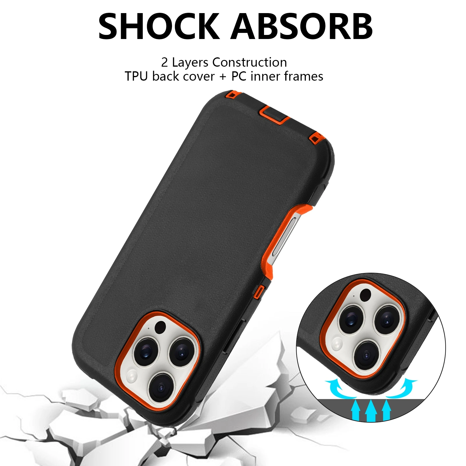 Armor Shockproof Defender Phone Case - Durable Hard PC+TPU Back Cover