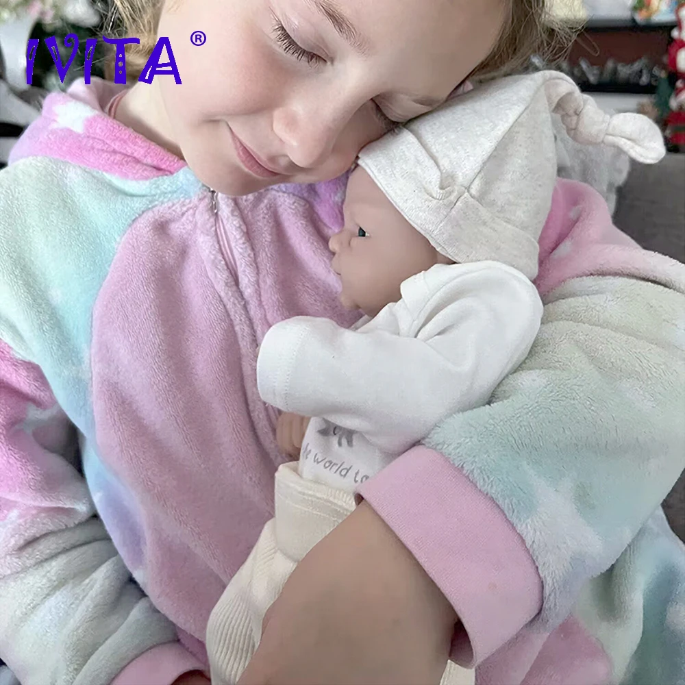 IVITA 14inch 1.65kg Full Body Silicone Bebe Reborn Doll Soft Lifelike Baby DIY Blank Toys Realistic Girl Baby Dolls for Children 6