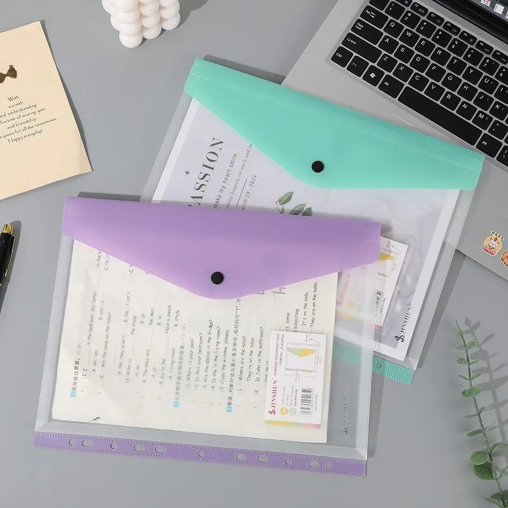 6 개 심플한 디자인 PP 바인더 폴더 A4 클리어 바인더 포켓 스냅 클로저 루스 리프 라벨 루스 리프 학교