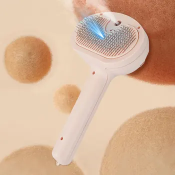 Cat Hair Brush with Release Button Massage Grooming Brush Rechargeable Spray Cat Brush for Long and Short Hair Dogs and Cats 1