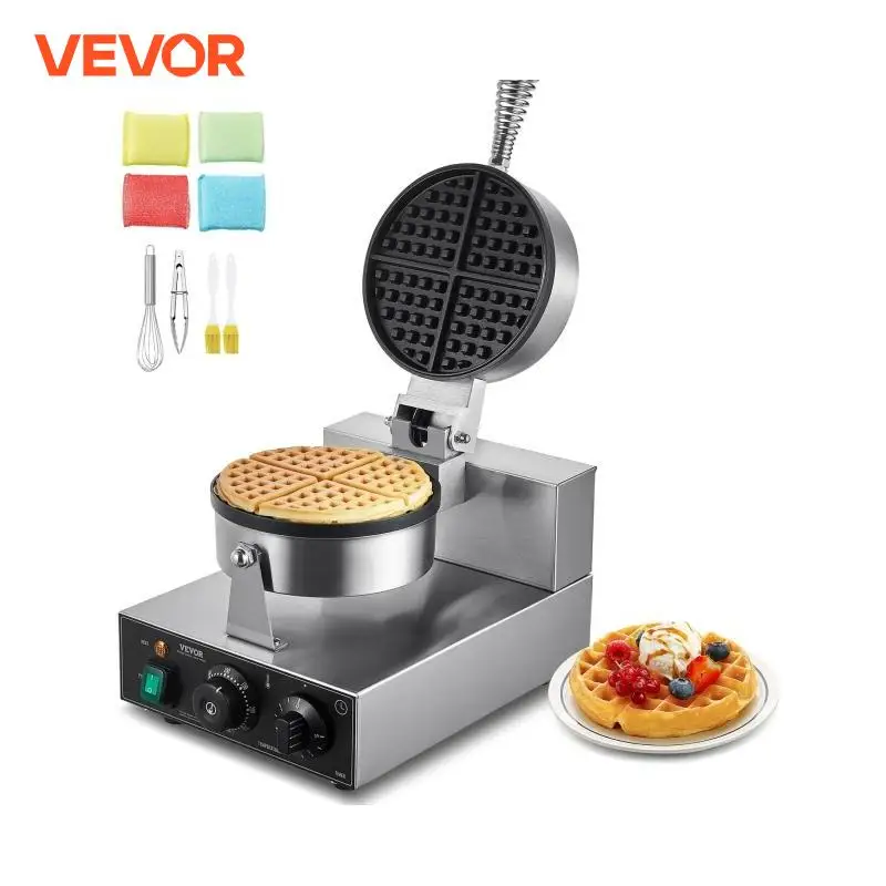 Commercial Stainless Steel Waffle Maker with Timer