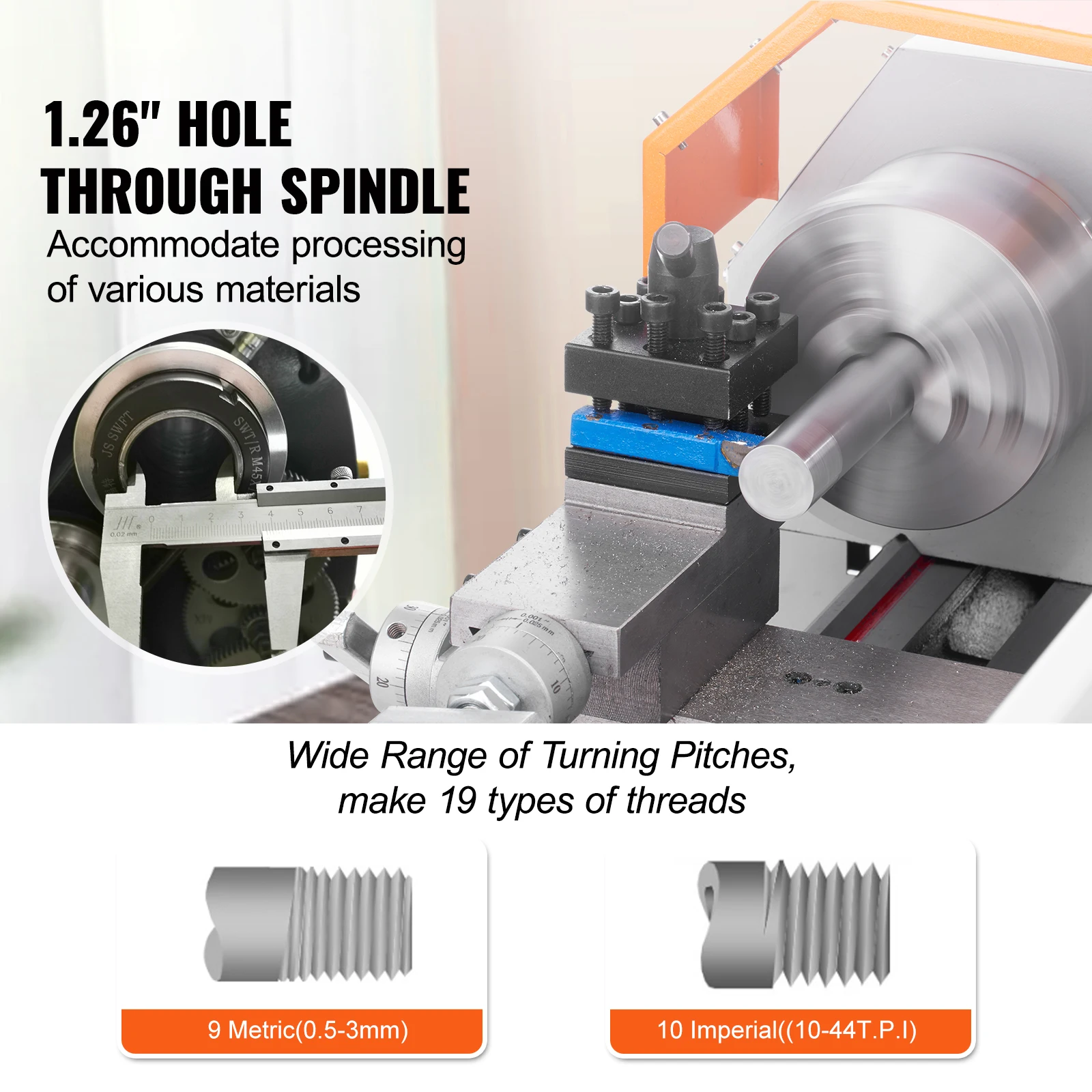 VEVOR Brushless Mini Metal Lathe Machine 7''x16'' / 180mm*400mm 800W Digital Display Continuously Variable Metalworking Turning metal lathe machine