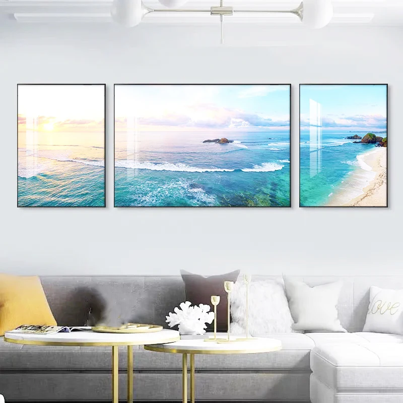 

3 Pcs/set Living Room Sofa Background Wall Hanging Painting Restaurant Home Decor Painting Crystal Porcelain Triptych Painting