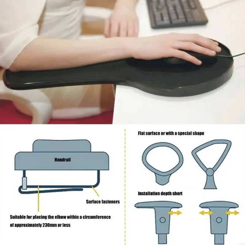 Computer Chair Mounted Mouse Pad Platform Ergonomic Wrist Support Tray thumbnail 5