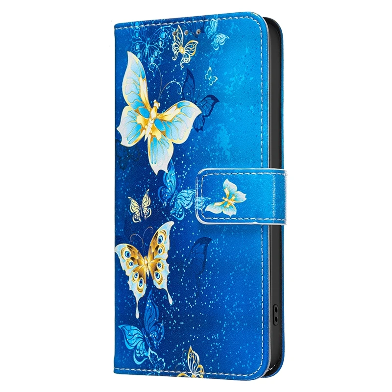 Elegant Leather Flip Wallet Case with Card Holder and Artistic Design