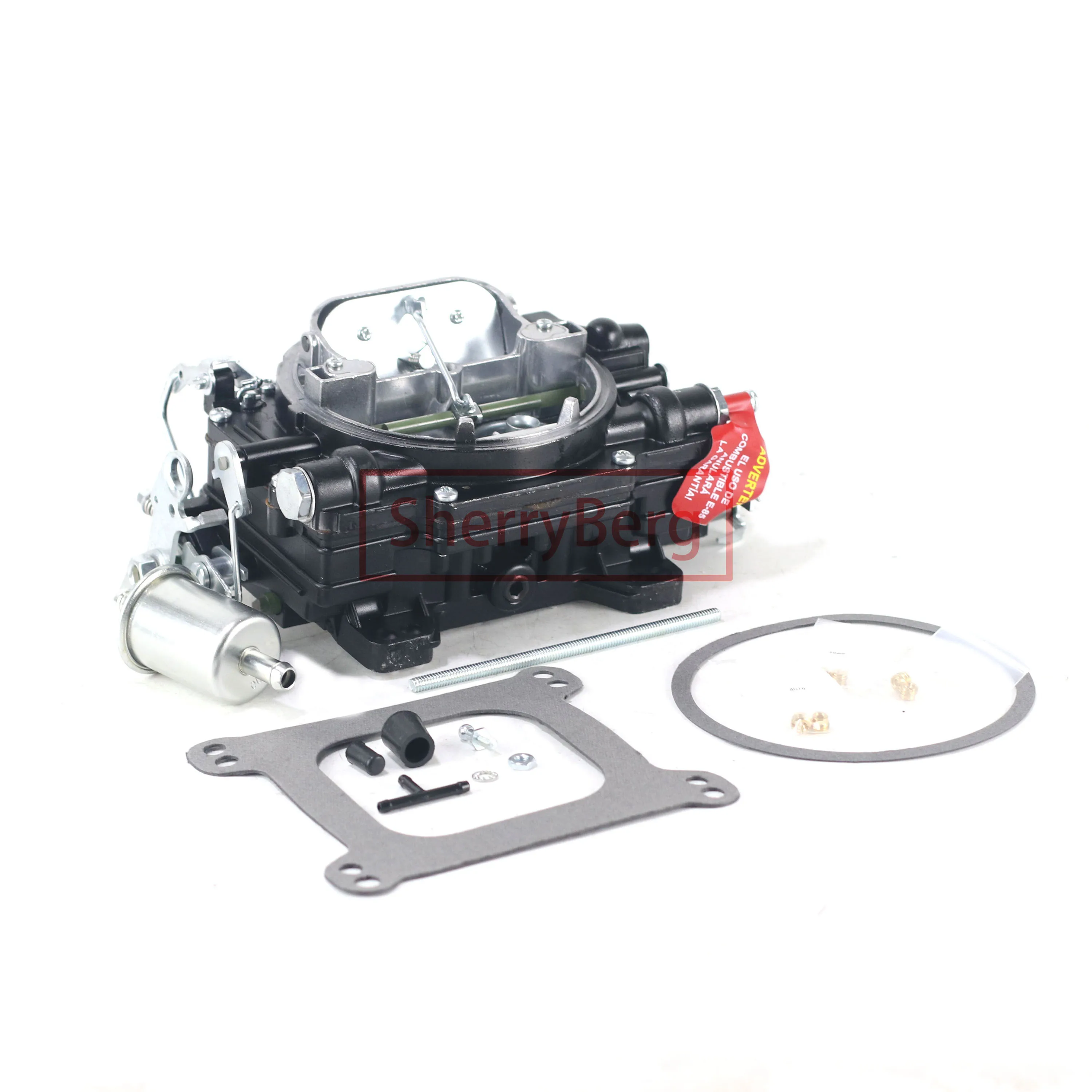 SherryBerg karb New 9904 Performer 500CFM 사각 보어 4 배럴 기화기 모든 알루미늄 2차 전기 초크 기화기 Blk