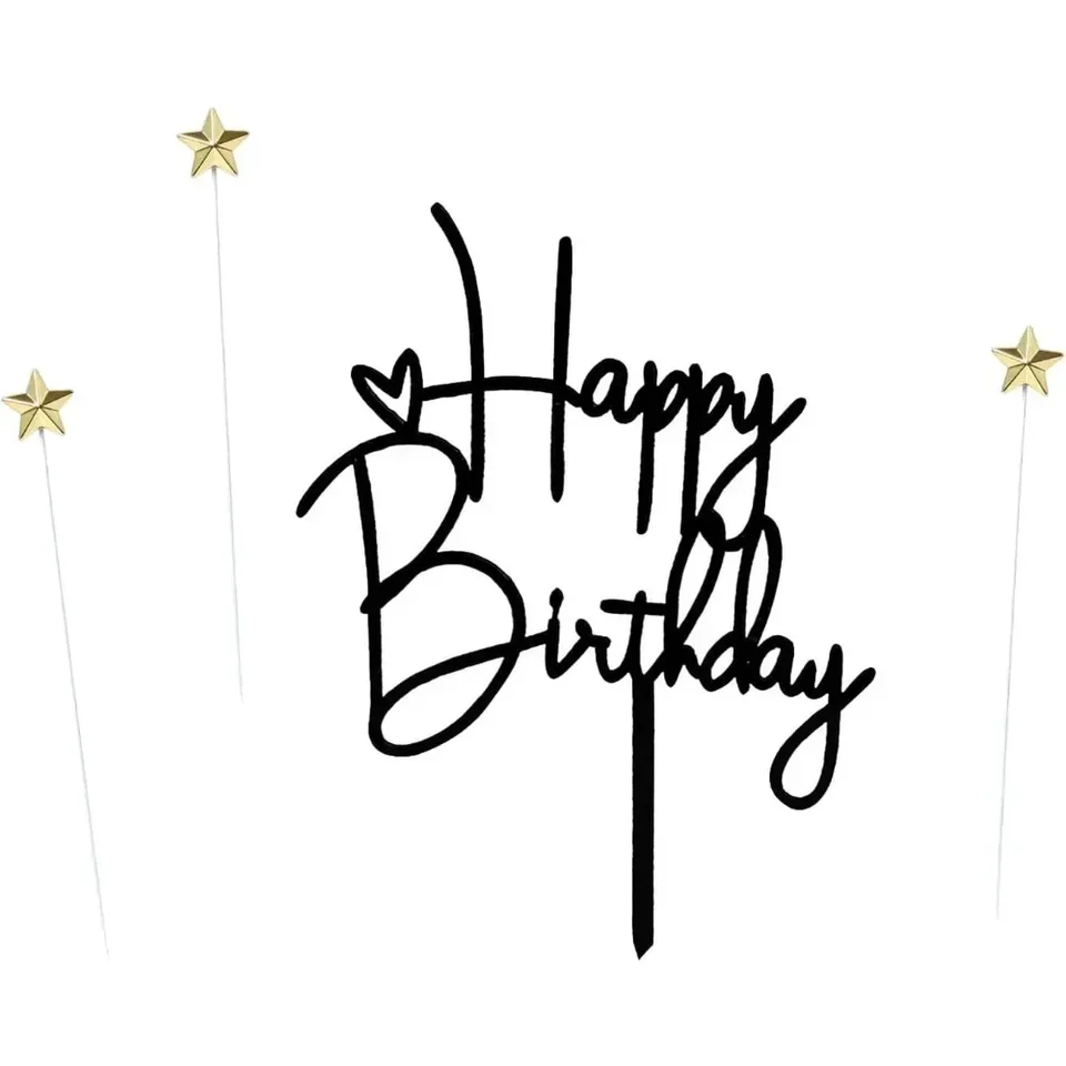Black Star Happy Birthday Cake Topper