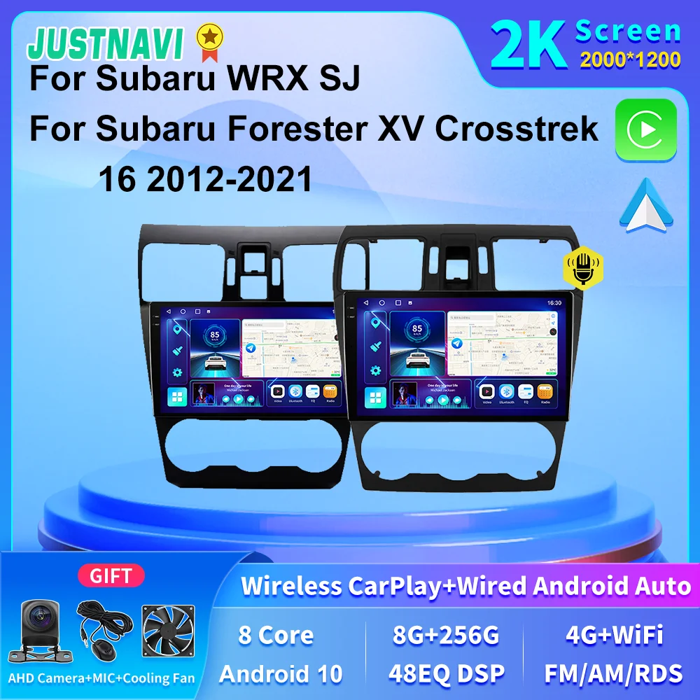 

JUSTNAVI 2K Screen 8+256GB Car Radio GPS Head Unit For Subaru Forester XV Crosstrek 16 2012-2021 For Subaru WRX SJ Carplay SWC