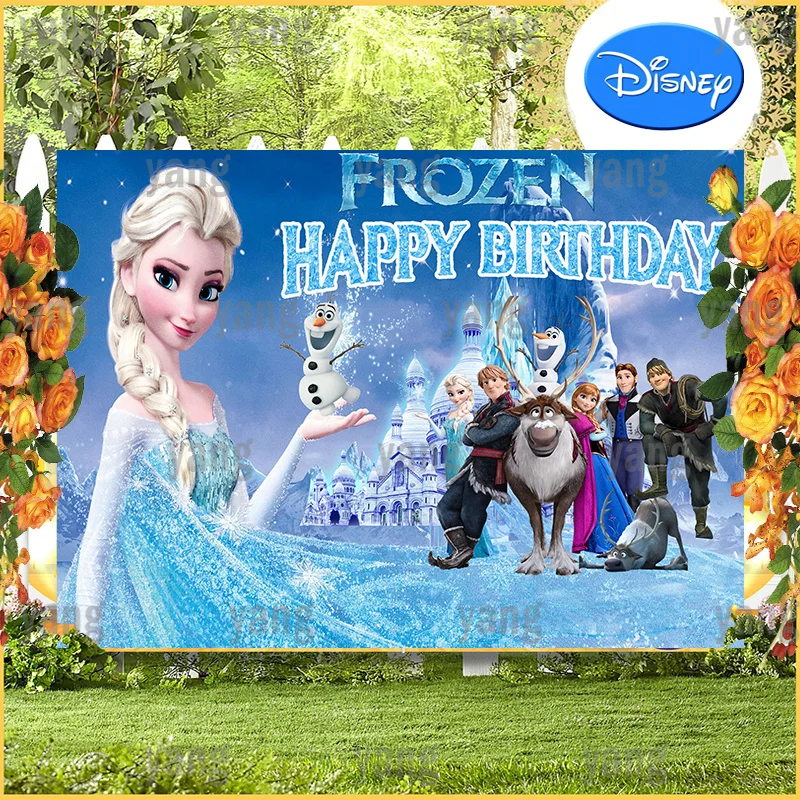 Disney Custom Frozen Cute Sven Olaf Princess Elsa Anna Hans Birthday Party Ice Castle Sfondo Decorazione Fotografia Sfondo