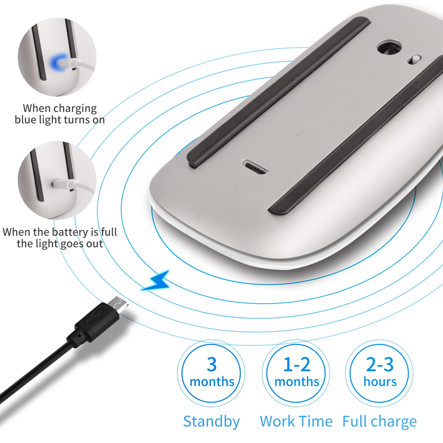 Wireless Mouse Bluetooth Wireless Mouse For Apple Macbook air Pro For Xiaomi Laptop PC Rechargeable Mice Huawei Matebook Notebook Computer