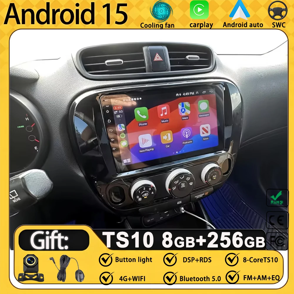 Rádio Android 13 Para Kia Soul 2014-2017 - CarPlay Sem Fio